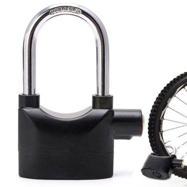 Imagem de Cadeado Grande Com Alarme Sirene Segurança Anti Furto 110db Som Alto