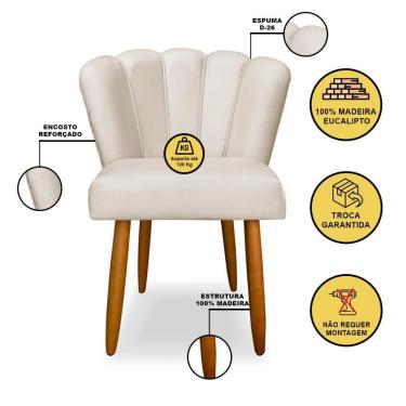 Imagem de Cadeira Para Mesa De Jantar Veludo Reforçada Balaqui Decor Bege