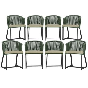Imagem de 8 Cadeiras De Jantar área Noronha Preta E7 Trama Original Verde