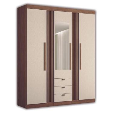 Imagem de Guarda Roupa Ripado 3 Portas Com Espelho Lens Jatobá Areia