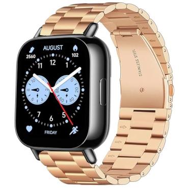 Imagem de Pulseiras de substituição de aço inoxidável de liberação rápida de 22 mm compatíveis com Redmi Watch 5 Active, Lite, compatíveis com smartwatch Xiaomi (ouro rosa, pulseira de tamanho de 22 mm)