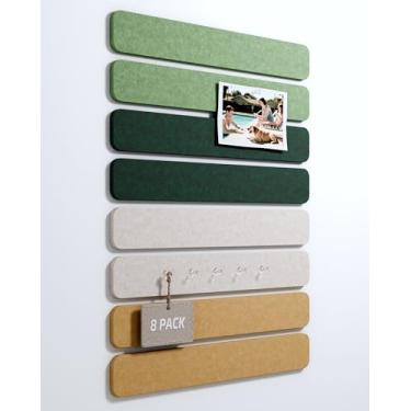 Imagem de Placa de cortiça para placa de feltro alternativa pacote com 8 33 x 5 cm, placa de pinos de escritório com 50 pinos, instalação adesiva para porta de quarto e escritório em casa (coleção Woodland