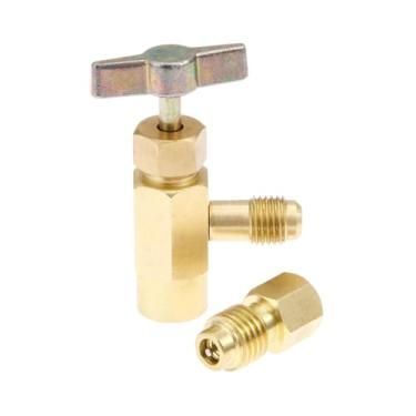 Imagem de UHANBUT R134a Refrigerante A/C, abridor de garrafas de válvula estilo punção com adaptador fêmea SAE de 1/10.2 cm para macho de 1/5.1 cm, kit dispensador de recarga de refrigerante R134a para sistema
