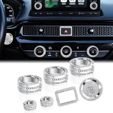 Imagem de DvlynAuroa Acessórios para Honda Civic 2022-2025 e Accord/CRV/HRV/Acura Integra 2023-2025 -A/C, rádio, luz de aviso, tampa do botão de arranque/anel (tela de 7 polegadas, Bling)