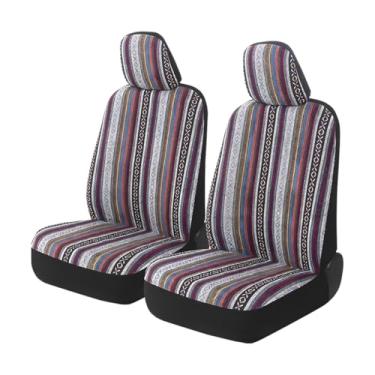 Imagem de Sandfren Cobertores de selim para assento de carro, lavável e respirável, tecido listrado, protetor de assento dianteiro, capa de cadeira interior automotiva, universal para caminhão automotivo SUV