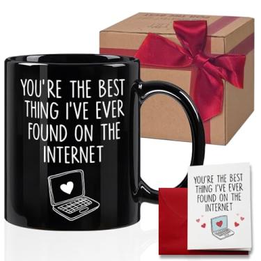 Imagem de HIWERAN Caneca de aniversário engraçada presentes para marido, esposa, namorado, namorada, presente de caneca de Natal, Best Thing I've Ever Found on The Internet Caneca de café 325 ml, presente de