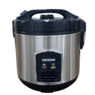 Imagem de Panela de Arroz Elétrica 1L 400W 220V com Função Aquecer, Cuba Antiaderente, Tampa com Travamento, Acessórios e Cozimento a Vapor – Preto