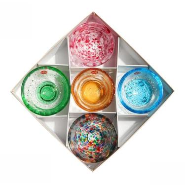 Imagem de TAKEMI Conjunto de copos de saquê de vidro artesanais japoneses, mini xícaras de chá, estilo tradicional, feito no Japão (peixe (4 peças), copo de saquê (70-85 ml))
