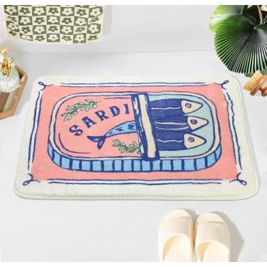 Imagem de SHIYUE Tapete de banho de lata de sardinha para tapetes de banheiro, tapete de microfibra ultra macio e fofo com absorção de água antiderrapante para quarto, banheiro engraçado (45 x 66 cm, rosa)