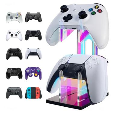 Imagem de NiHome Suporte universal de acrílico iridescente para controle de jogos de 2 níveis para PS5 Xbox ONE Switch colorido suporte de controle acessórios de jogos antiderrapante estável acrílico