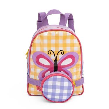 Imagem de Mochila Com Pochete-Lancheira Mait Xadrez Borboleta Colorido-Feminino