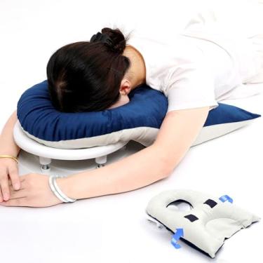 Imagem de DINVES Almofada ajustável virada para baixo após cirurgia ocular – Almofada ajustável de recuperação de vitrectomia com suporte, design respirável, máscara e protetor para os olhos, capa lavável para