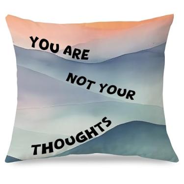 Imagem de Exqcom You are not Your Thoughts Capas de travesseiro de saúde mental, inspiradora mindfulness self-care, capas de almofada para terapia aconselhamento, escritório, ioga, meditação, quarto