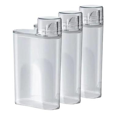 Imagem de Kit 3 Pote Hermético 1200ml com Copo Medidor Bico Dosador Multiuso para Mantimentos Lavanderia Cozinha