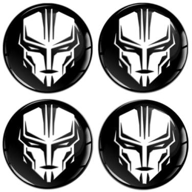 Imagem de Biomar Labs 4 x 45 mm adesivos de silicone gel 3D para calotas tampa do cubo da roda decalque preto branco robô bot A 3745