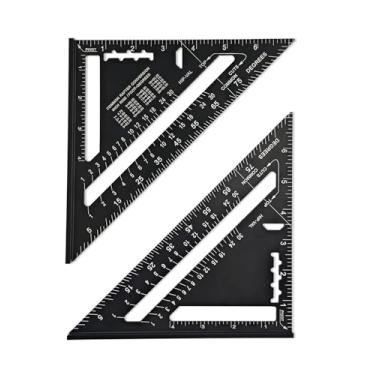 Imagem de Zotemo Quadrado carpinteiro, ferramenta de layout de medição quadrada de 18 cm, quadrado de metal, régua triangular de liga de alumínio para marcenaria e carpinteiro (2, preto)