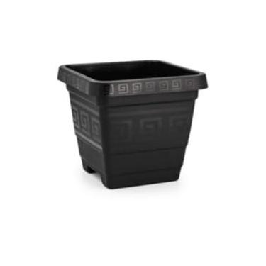 Imagem de Kit 4 Vasos Quadrados 18L Grandes para Horta, Jardim, Flores, Plantas e Ervas – Plástico Reforçadocom Furos de Drenagem - Ideal para Cultivo Urbano(Preto)