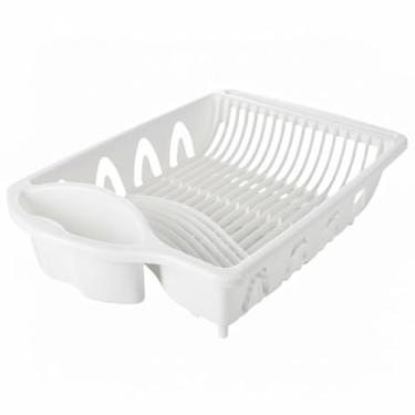 Imagem de Escorredor De Pratos Louças Plástico Resistente Para Cozinha (Branco)