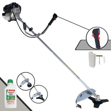Imagem de Roçadeira Profissional Com Sistema Anti-Vibração Toyama TBC43-H À Gasolina 43cc 1,7HP 2 Opções de Corte Com Lâmina 3 Pontas + Carretel + ÓLEO STIHL