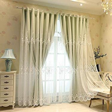 Imagem de Cortina blackout de voile, renda, ?senvorhang, cortina de quarto de meninas, blecaute duplo deck, economia de energia, para quarto/hotel/1 peça, verde, 200 x 270 cm