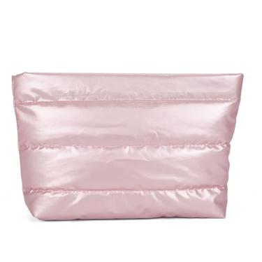Imagem de DSDFIDn Bolsa de maquiagem pequena inchada para mulheres, bolsa de cosméticos, bolsa organizadora de higiene pessoal, Hgl-rosa