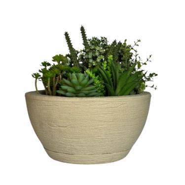 Imagem de Vaso Bacia Cuia P/plantas Decorativa Luxo Terrário Jardim C/prato (Bege)