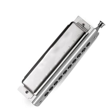 Imagem de Gaita profissional 10 furos chave C instrumento musical profissional gaita cromática material de capa de aço inoxidável