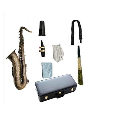 Imagem de Saxofone profissional saxofone tenor bb tune instrumento de sopro de madeira de cobre antigo com estojo de bocal kit para iniciantes de saxofone de latão