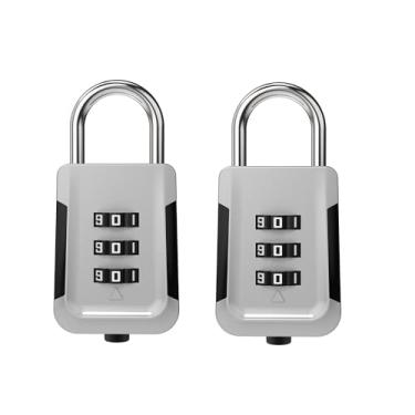 Imagem de Fechadura de combinação para armário - Cadeado pequeno reinicializável com código para academia, escola, bagagem, armário, estojo de arma e viagem | Trava de segurança de liga de zinco durável (prata
