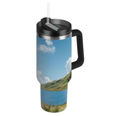 Imagem de SEHANY Copo Highland Cow de 850 g com tampa e canudo, aço inoxidável de vácuo duplo isolado garrafa de água esportiva suporte para copo de café de viagem à prova de vazamento para bebida gelada