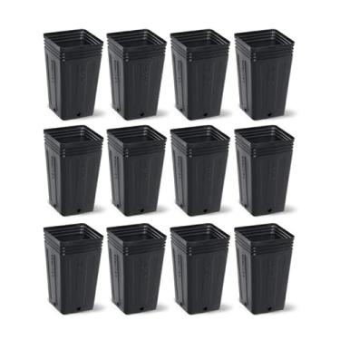 Imagem de Kit Vasos Plástico Preto 800ml Para Mudas Reutilizável - Cactos, Suculentas, Flores e Hortaliças (12)