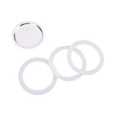 Imagem de 3 Peças De Juntas De Silicone E 1 Peça De Filtro De Alumínio Para Cafe