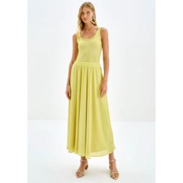 Imagem de Saia Midi Evasê Canelada com Brilho-Feminino