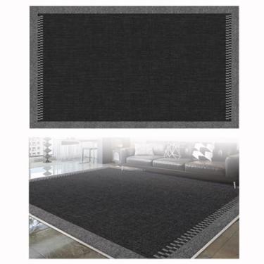 Imagem de SPXMQSS Tapete para quarto, tapetes extra grandes resistentes ao desgaste para sala de estar com suporte antiderrapante, tapete lavável, para estudo, quarto, sala de jantar, escritório, preto/cinza