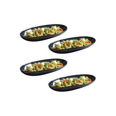 Imagem de Conjunto de Travessas Ovais Grandes Porto Brasil Orgânico Oceano 32x16cm - 4 Peças