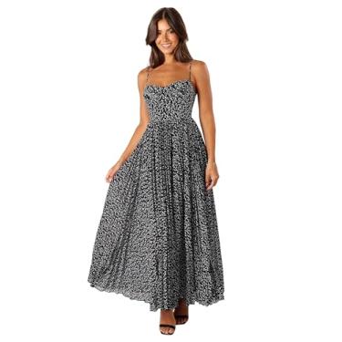 Imagem de Petal & Pup Vestido maxi feminino plissado Achanti, floral preto, Floral preto, G