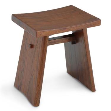 Imagem de StrongTek Banco de chuveiro de teca, banco de banho de madeira maciça teca de 45 cm para banheiro, spa e casa, assento curvo ergonômico, resistente à água, capacidade de 158 kg, estrutura estável e