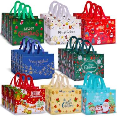 Imagem de MGparty Sacos de presente de Natal, sacos de armazenamento não tecidos, organizadores de presentes de Natal multiuso (pacote com 24 multicoloridos)