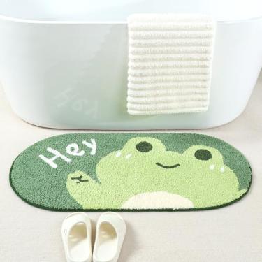 Imagem de Tapete de banho fofo sapo, tapete de banho absorvente extramacio, tapete de banheiro confortável antiderrapante, tapete para banheira, chuveiro, banheiro, lavar à máquina, secar na máquina, 40,6 cm x