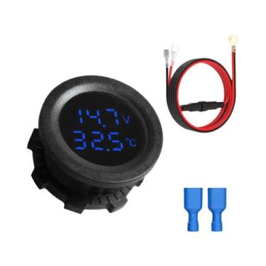 Imagem de Voltímetro Digital Redondo 12-24V Para Carro, Moto, Barco, Exibição De
