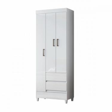 Imagem de Guarda Roupa Solteiro Com Pés 3 Portas 2 Gavetas Branco New Branco