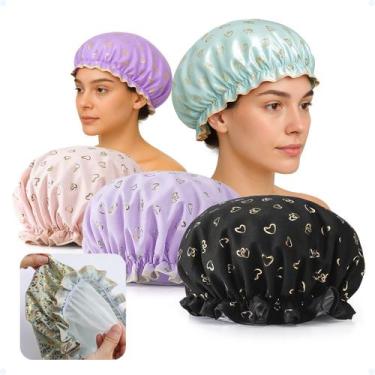 Imagem de Kit 3 Touca Cabelo Impermeável Banho Reutilizável Anti Frizz - Hxt