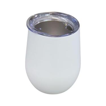 Imagem de Copo Térmico em Aço Inox, Branco Fosco, Parede Dupla com Tampa Hermética, 350ml, 12,8 x 8,7 x 9cm