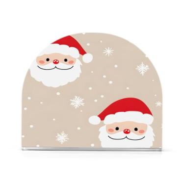 Imagem de Wassud Porta-guardanapos de acrílico com rostos de Papai Noel, dispensador de guardanapo de papel moderno em forma de U para mesa, cozinha, sala de jantar, bancada 1 peça (comporta 50-60 guardanapos)
