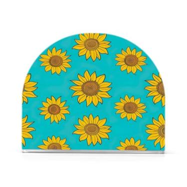 Imagem de Wassud Porta-guardanapos de girassóis para mesa, cozinha e jantar, suporte de guardanapo de acrílico para guardanapos de papel, acomoda 50-60 guardanapos, decoração de casa de fazenda, 2 peças