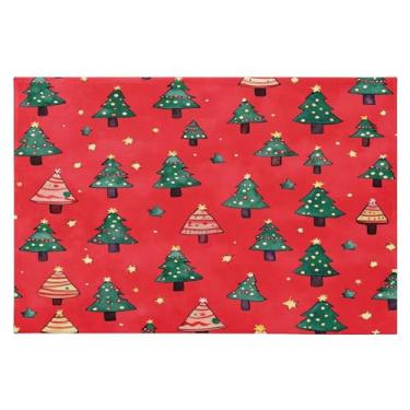 Imagem de CEBUGI Tapete de área 60 x 90 cm, macio, lavável, antiderrapante, com suporte de borracha, aquarela, árvore de Natal, para sala de estar, quarto, decoração de casa