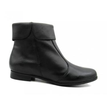 Imagem de Bota Cano Curto de Couro Via Paula 14055 Salto Baixo