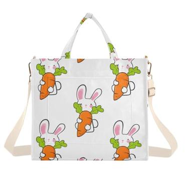 Imagem de Burbuja Sacola feminina de coelhinhos de desenho animado, bolsa tiracolo de veludo cotelê para compras, trabalho, viagens, Coelhinhos de desenho animado, Medium