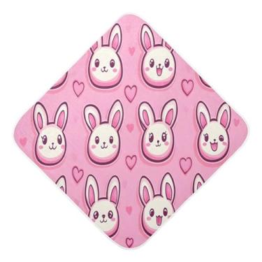 Imagem de STAYTOP Lovely Rabbits Toalhas de bebê com capuz de musselina, toalha de banho super macia, toalhas de banho absorventes para banho recém-nascido unissex 89 x 89 cm