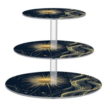 Imagem de CEBUGI Suporte de cupcake de 3 camadas, suporte redondo para bolo, torre, bandeja de servir em camadas de acrílico para chá, chá de bebê, casamento e mais